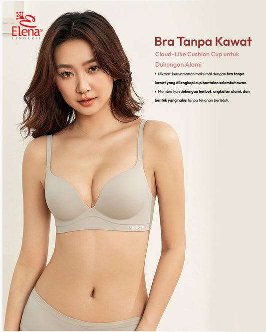 Elena E 296242 Bra Seamless Tanpa Kawat Busa Tebal Cup B Kait 3 Polos Bh 34B - 38B