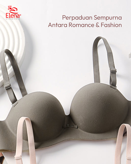 Elena E A08 Bra Seamless Tanpa Kawat Busa Push Up Cup B Kait 2 Polos Bh 34B - 38B