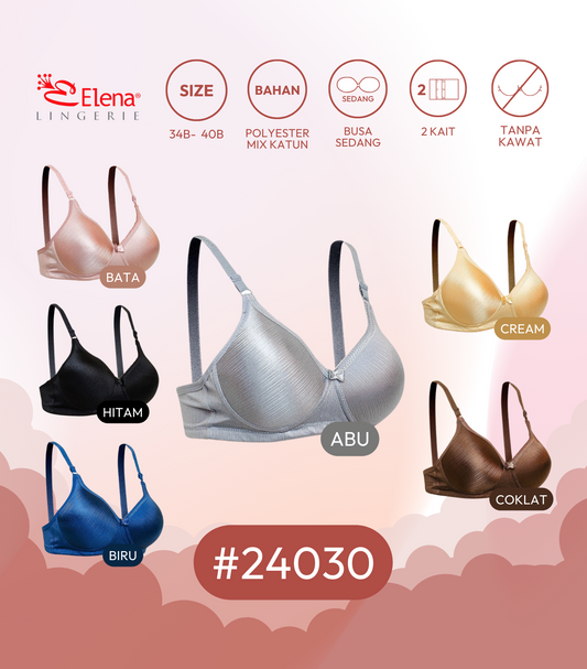 Elena Bra Tanpa Kawat Busa Tipis Kait 2 E 28950 / 24030 - (34-40B) - Pakaian Dalam BH Wanita