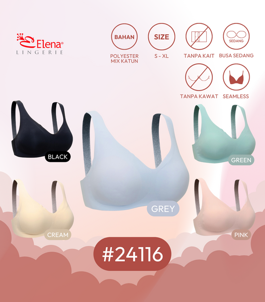 Elena Bra Seamless Cup Sedang Tanpa Kawat E 24116 - Size S - XL - Pakaian Dalam BH Wanita