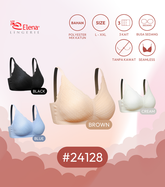 Elena Bra Seamless Cup Sedang Tanpa Kawat E 24128 - Size L - 3L - Pakaian Dalam BH Wanita