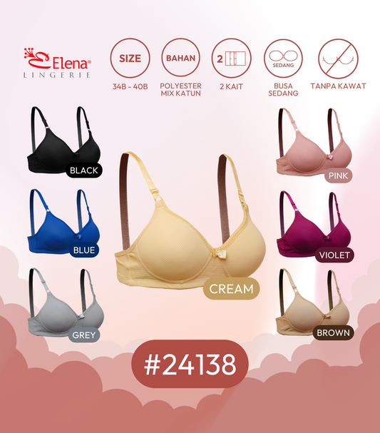 Elena Tanpa Kawat Busa Tipis 24138 - Size 34-40B - Pakaian Dalam Wanita BH