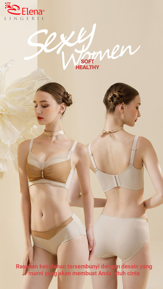 Elena Exclusive Bra BH Tanpa Kawat Cup B Medium E 299276 - 34B-38B - Bra Best Quality Seamless Busa Semi Tebal Nyaman Kait 4