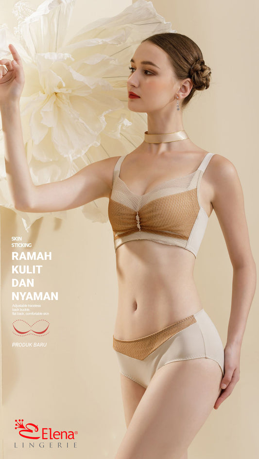 Elena Exclusive Bra BH Tanpa Kawat Cup B Medium E 299276 - 34B-38B - Bra Best Quality Seamless Busa Semi Tebal Nyaman Kait 4