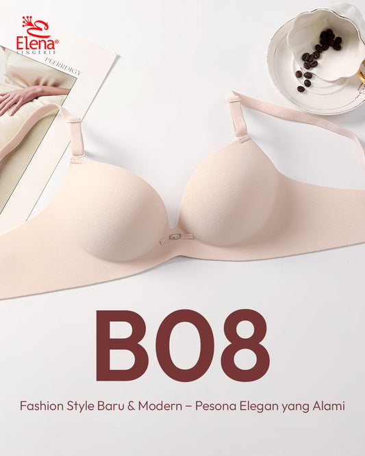 Elena E B08 Bra Seamless Tanpa Kawat Busa Tebal Cup B Kait 2 Polos Bh 34B - 38B