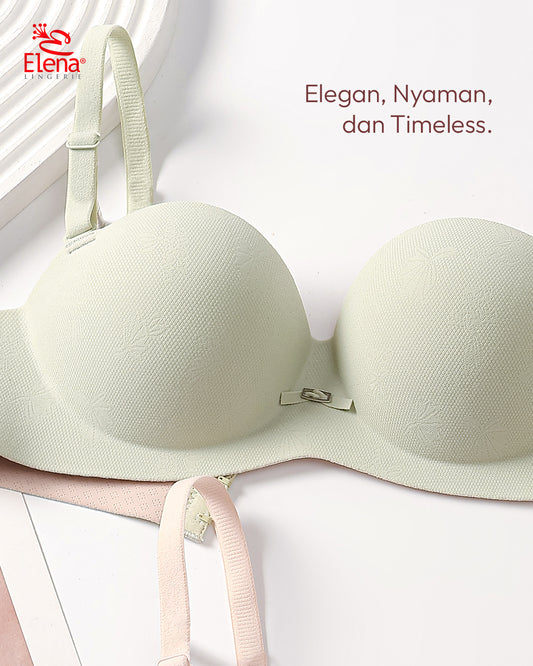 Elena E A08 Bra Seamless Tanpa Kawat Busa Push Up Cup B Kait 2 Polos Bh 34B - 38B