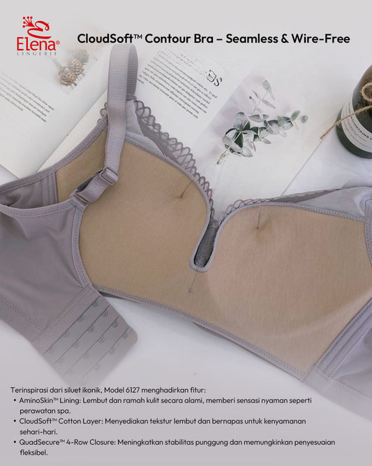 Elena Bra Seamless E 6127 34B - 40B Busa Tipis Full Cup B Kait 4 Bh Wanita 34 - 40B
