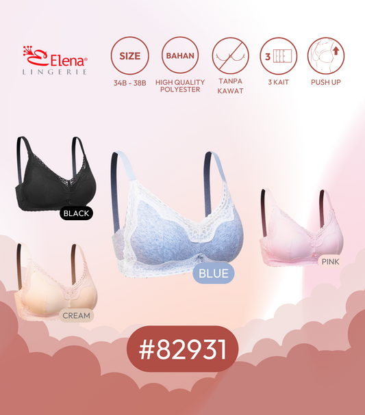 Elena Luxury Bra Cup Sedang E 82931 - Multicolour Size 34B-38B - Pakaian Dalam BH Wanita - New Arrivals