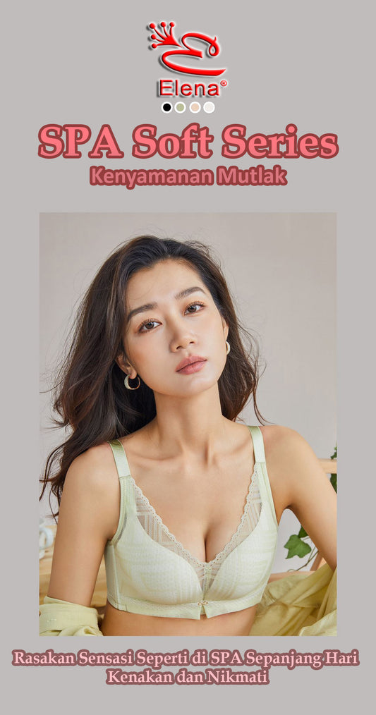 Elena E 86251 Bra Push Up Renda Tanpa Kawat Brokat Busa Tebal Cup B Kait 4 Bh Wanita 36B - 40B