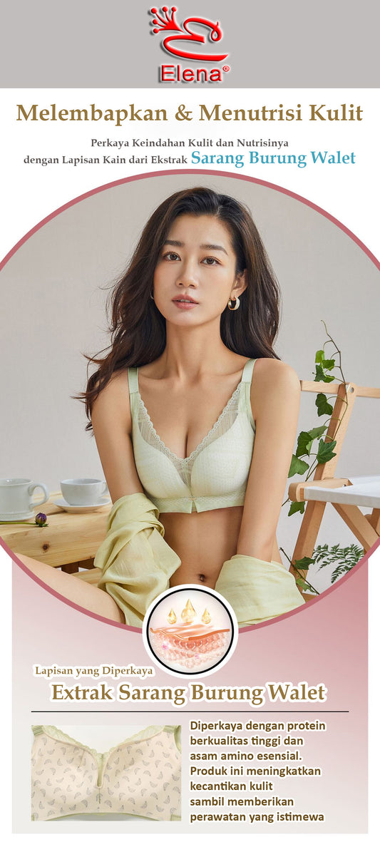 Elena E 86251 Bra Push Up Renda Tanpa Kawat Brokat Busa Tebal Cup B Kait 4 Bh Wanita 36B - 40B