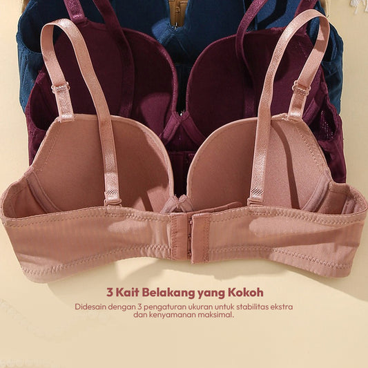 Elena Bra Basic E 24414 34B - 40B Busa Tipis Kawat Full Cup B Kait 3 Bh Wanita