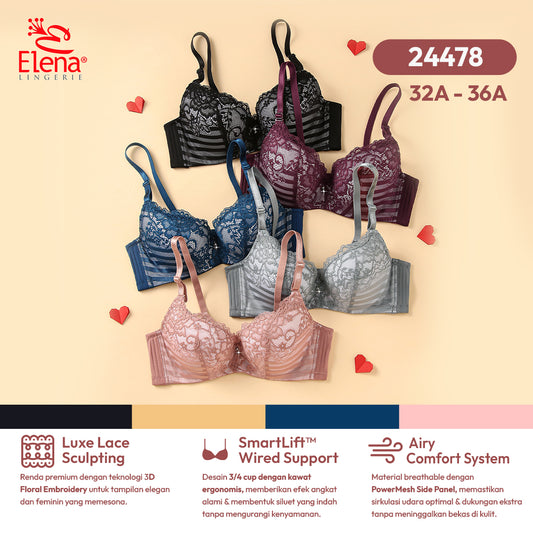 Elena Basic Medium Cup Bra E 24478 - Size (34B - 40B) - Pakaian Dalam Wanita BH - Best Seller
